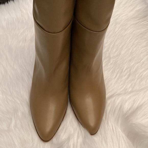 Zara New With Tags Heeled Leather Knee High Boots Brown Beige Taupe Gray, nwt - Picture 9 of 13